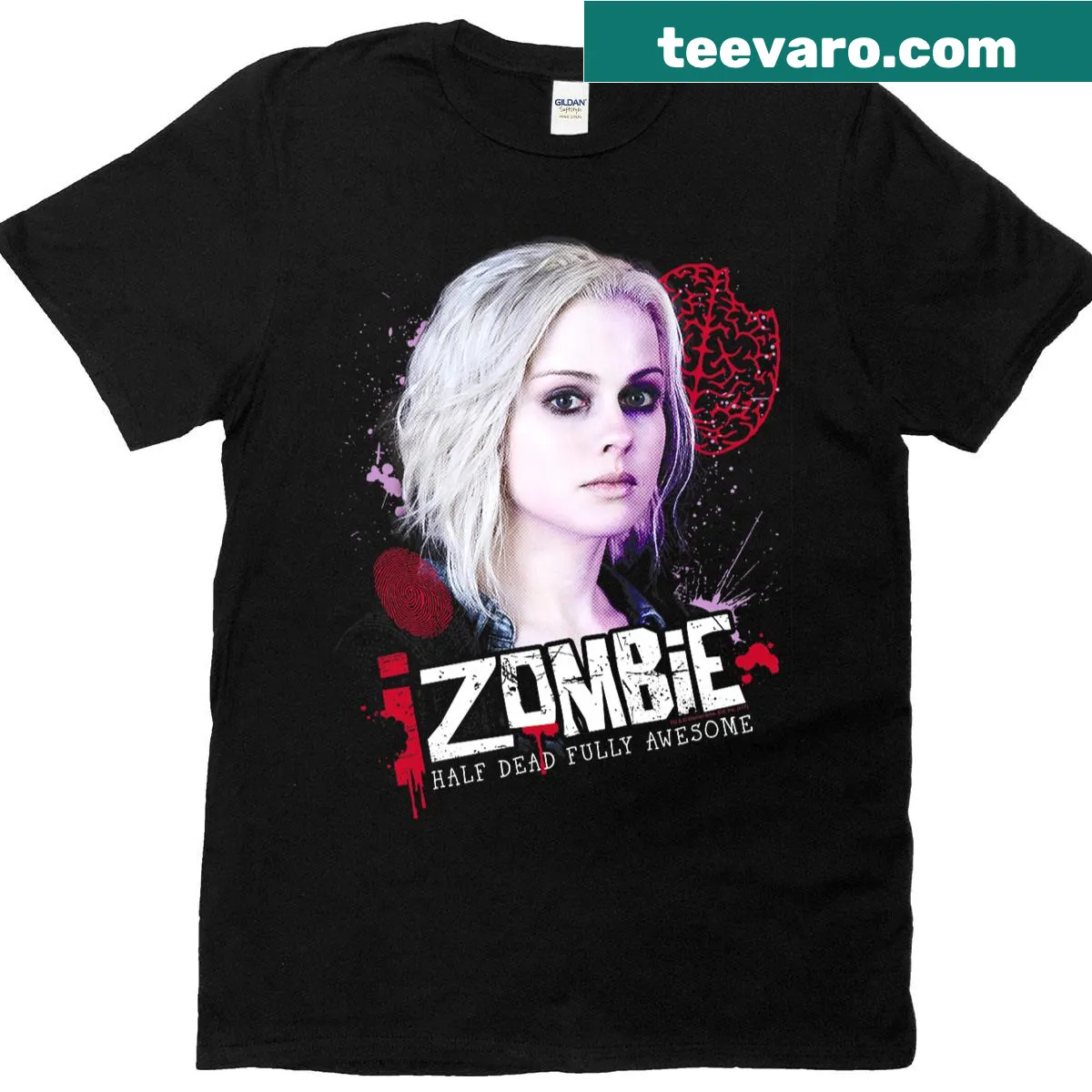 T-shirt with an illustration from Izombie featuring Liv — on a men's t-shirt