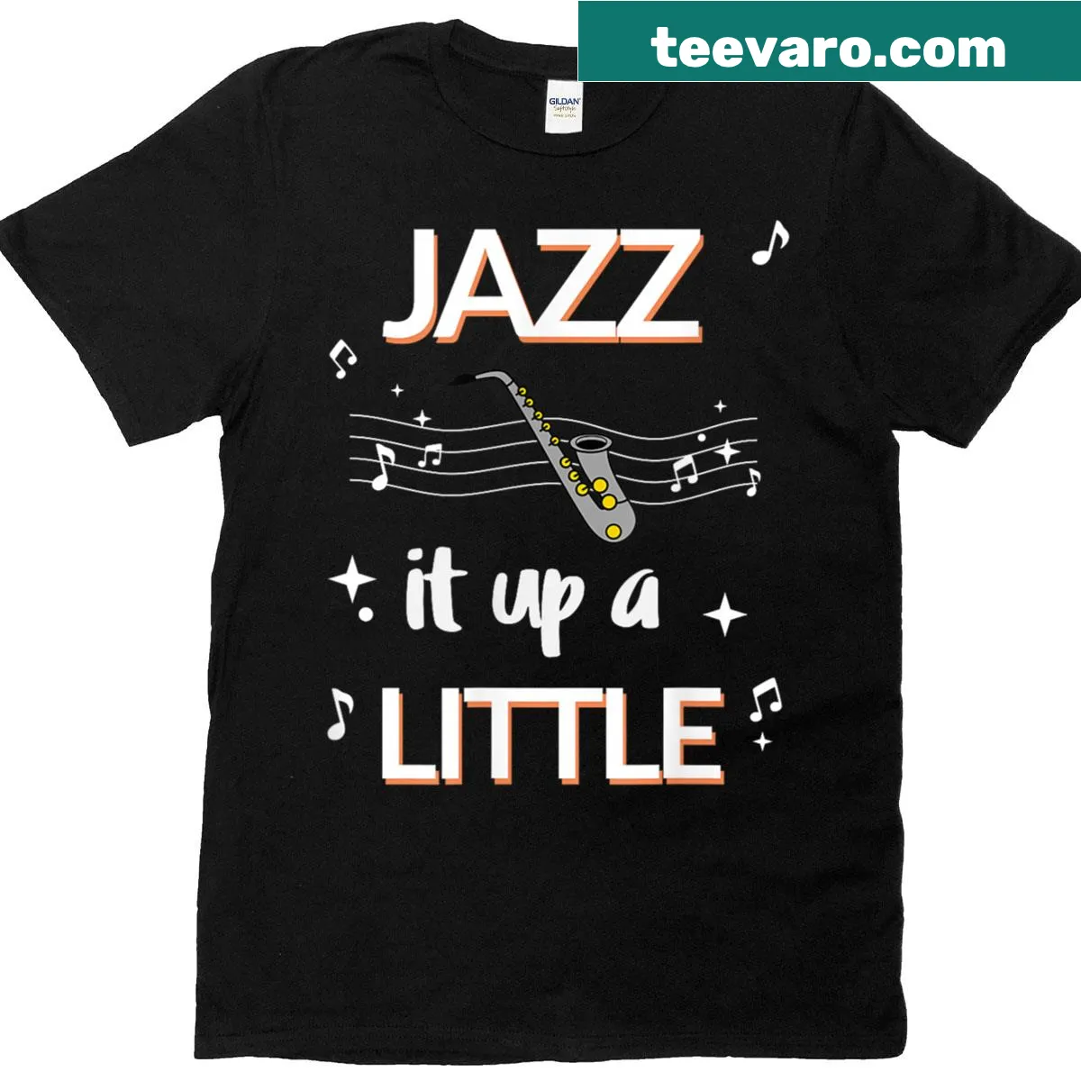 Jazz It Up A Little stylish t-shirt with playful typography — on a men's t-shirt