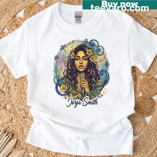 T-shirt featuring typography honoring Jorja Smith