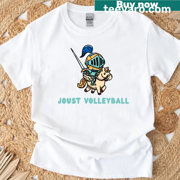 Volleyball player graphic T-shirt depicting a player jumping to serve.