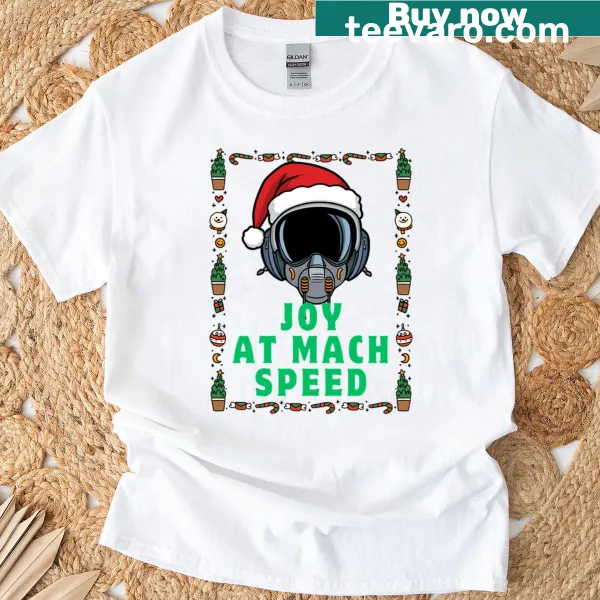 Funny aviation-themed Christmas T-shirt with a pilot in a Santa hat