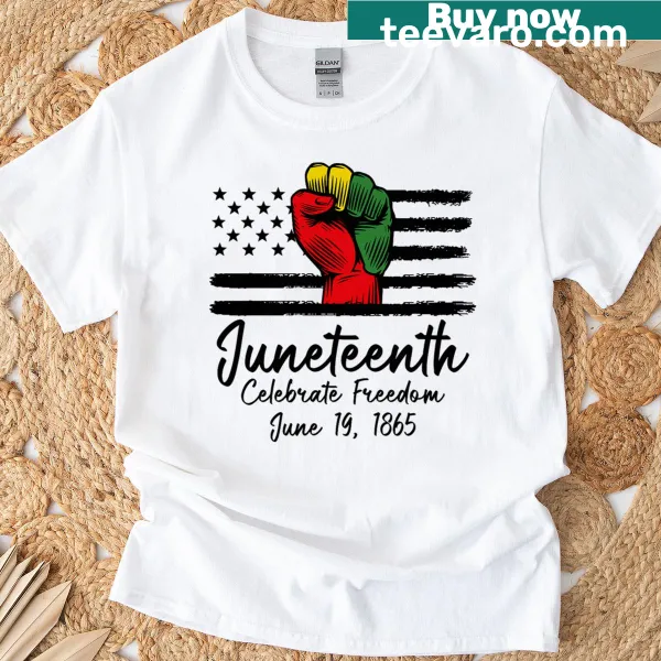 Juneteenth tribute T-shirt with June 19th and 1865 text