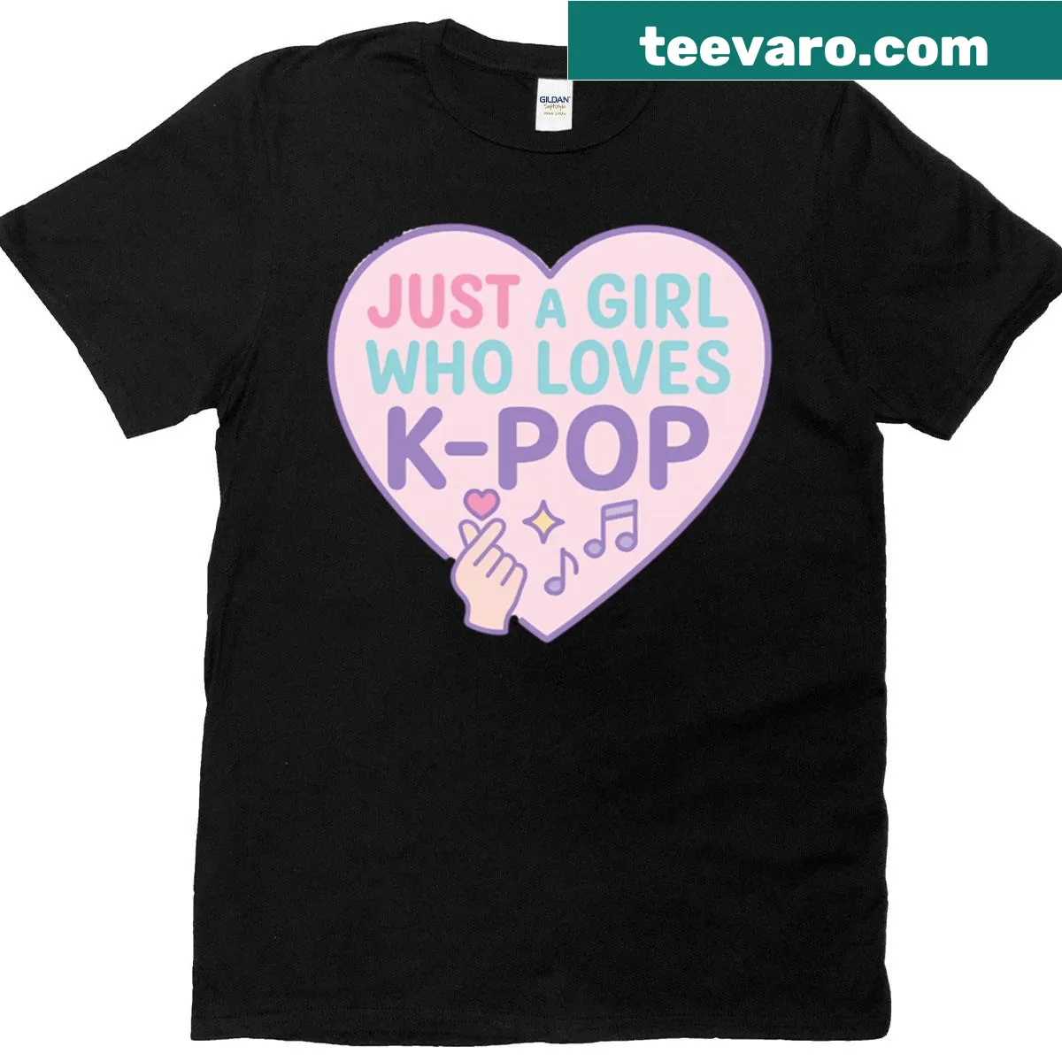 Cute K-pop heart graphic t-shirt for fans — on a men's t-shirt