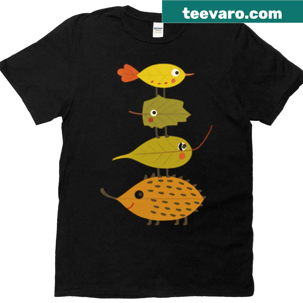 Cute animal illustration on nature-themed T-shirt — on a men's t-shirt