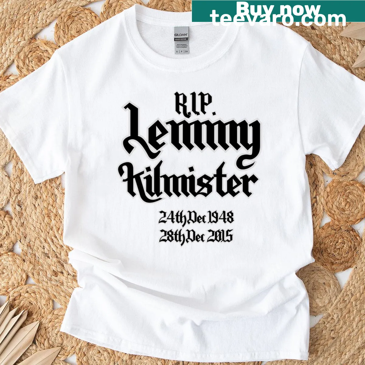 Tribute illustration of Lemmy Kilmister on T-shirt. — on a men's t-shirt