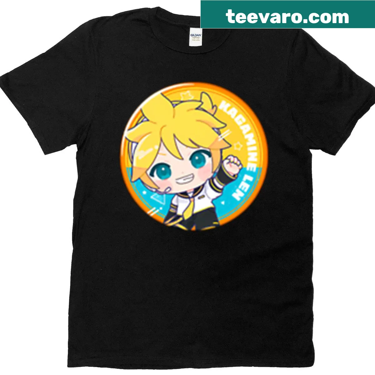 Anime-style illustration of Len Kagamine on T-shirt — on a men's t-shirt