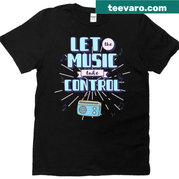 Dynamic music graphic T-shirt with bold lettering