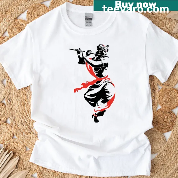 Digital art T-shirt of Lord Krishna playing the flute