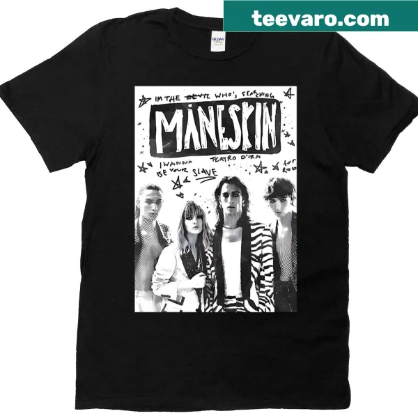 Maneskin Doodles shirt featuring playful illustrations inspired by the band