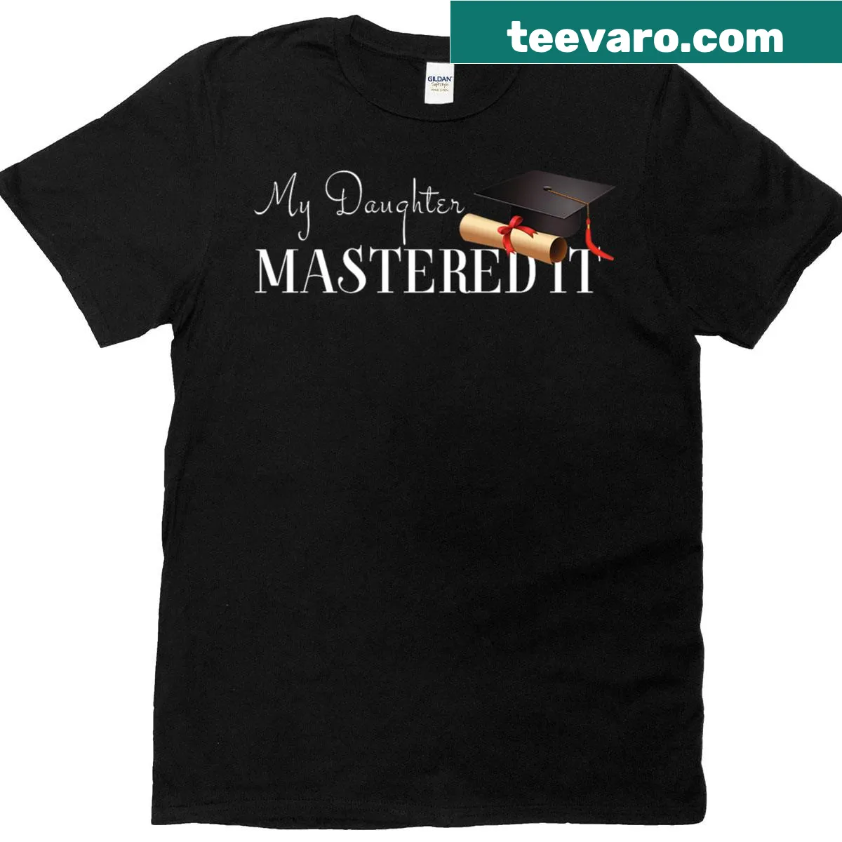 Masters Graduation shirt with the phrase 'My Daughter Mastered It' in bold typography — on a men's t-shirt