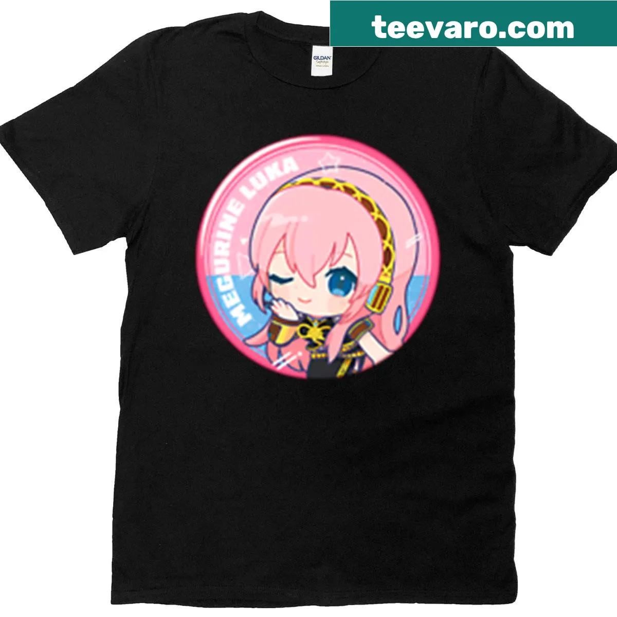 Illustration of Megurine Luka from Vocaloid in anime style — on a men's t-shirt