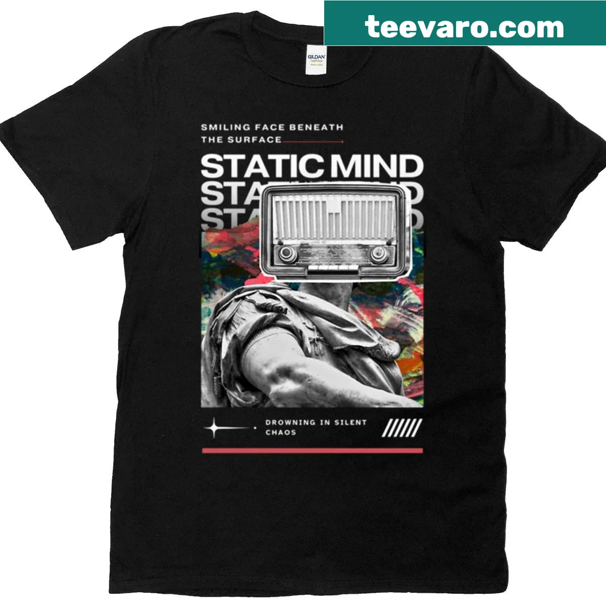 Retro radio design on Memories Radio Head t-shirt for music lovers — on a men's t-shirt