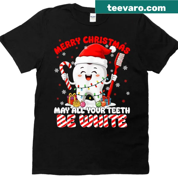 Humorous Christmas T-shirt with the phrase about white teeth