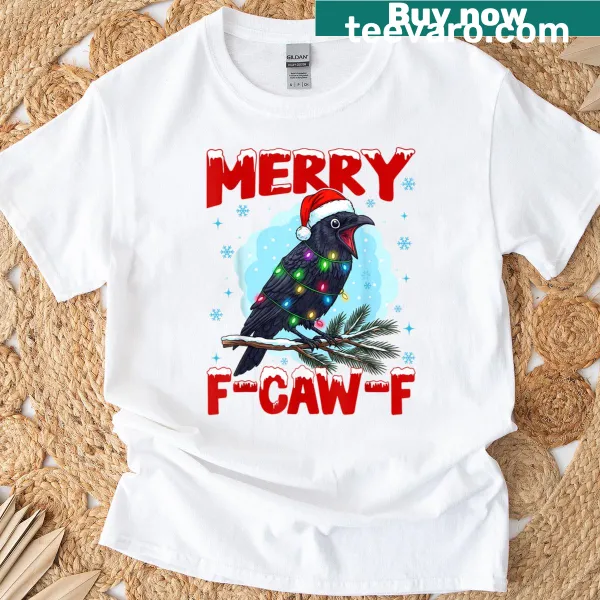 Funny black crow Christmas T-shirt with humorous text