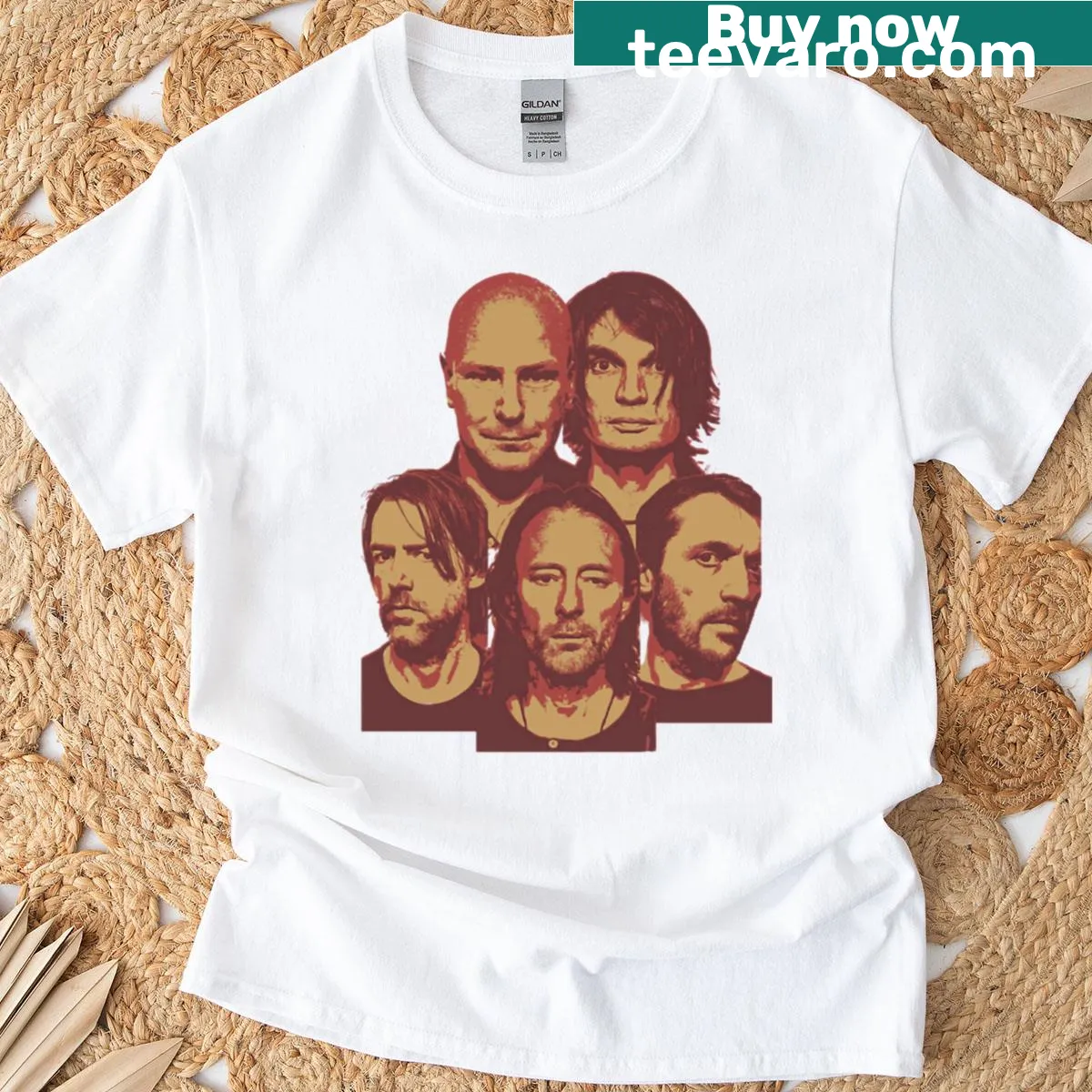Artistic representation of Radiohead's essence in a typographic design — on a men's t-shirt