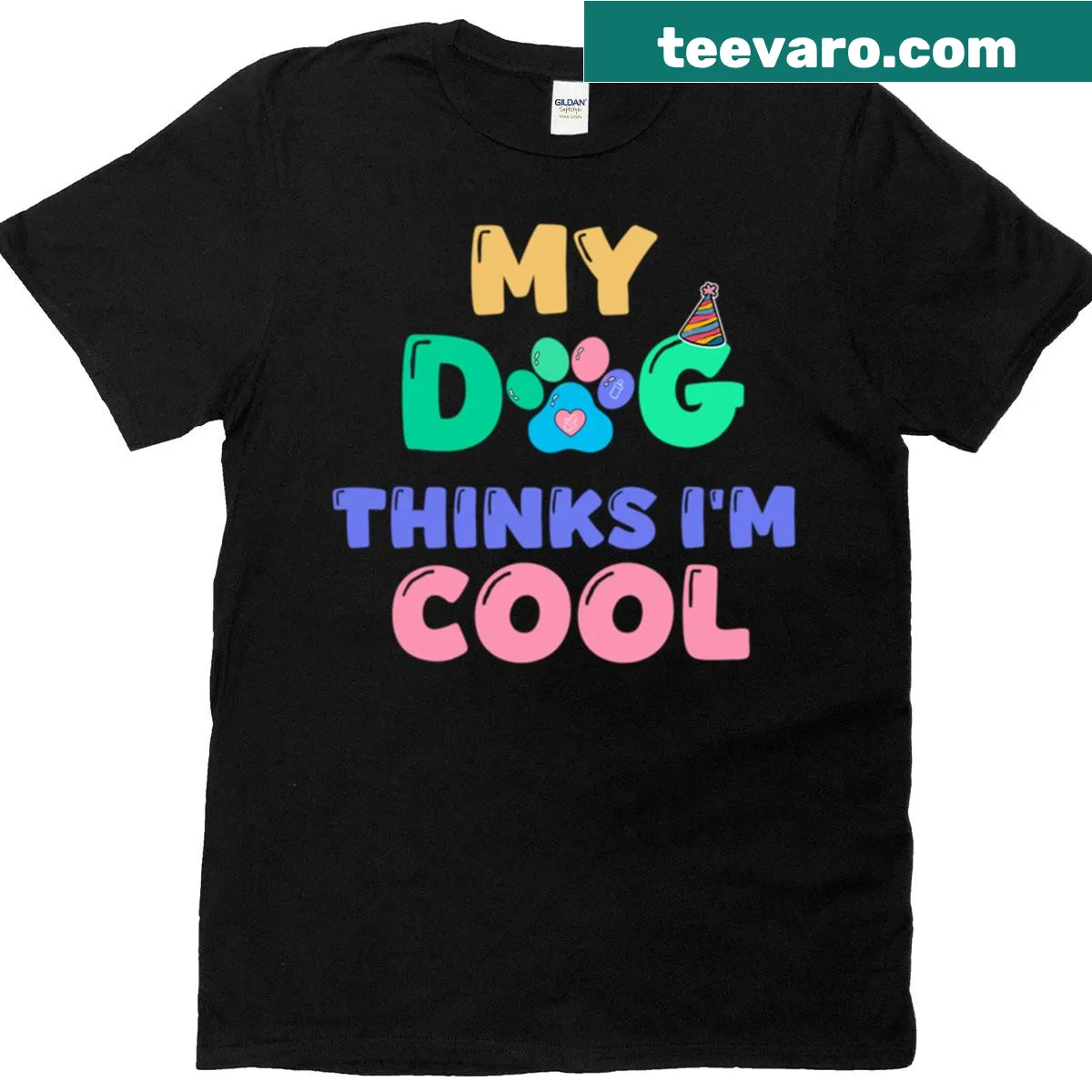 Funny T-shirt featuring paw print and text about dogs — on a men's t-shirt