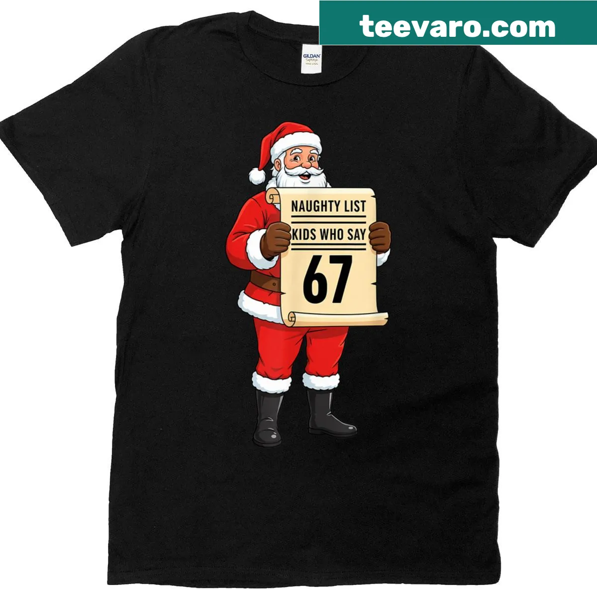 Kids T-shirt with humorous Christmas-themed text about the naughty list — on a men's t-shirt