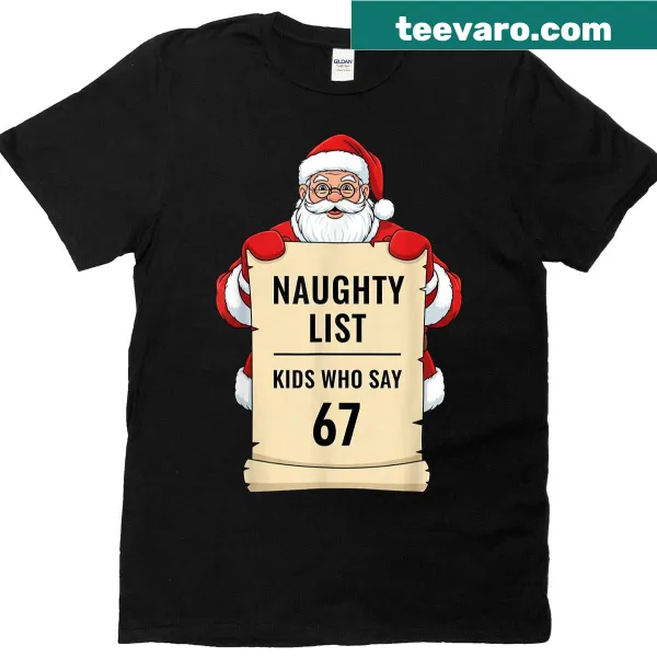 Funny Christmas T-shirt featuring a naughty list meme for kids