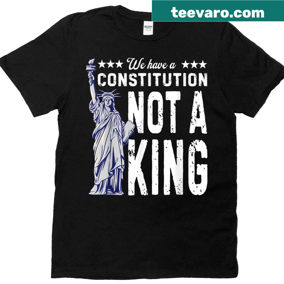 T-shirt with 'No Kings America' text promoting democracy — on a men's t-shirt