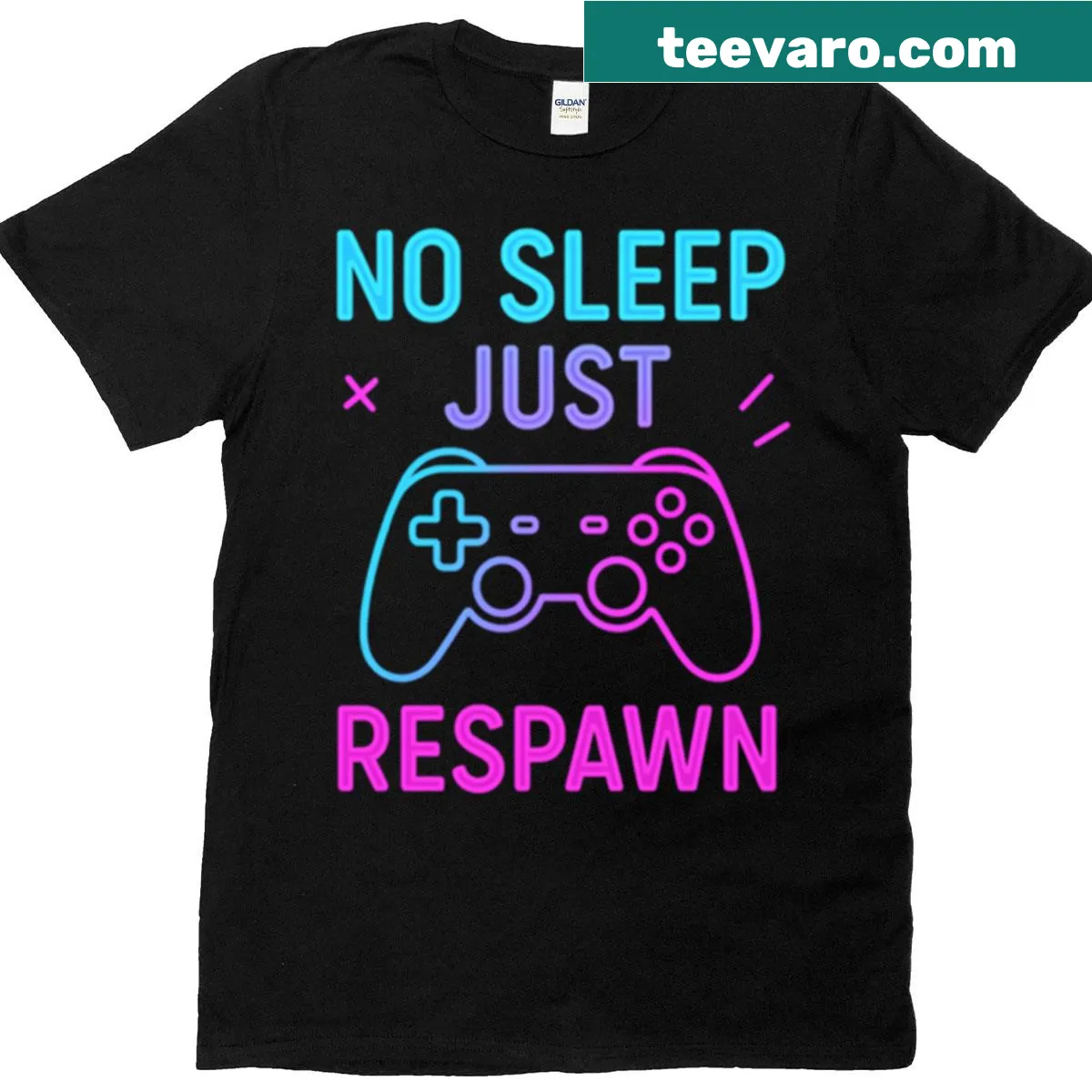 Humorous T-shirt with a gaming design featuring 'No Sleep Just Respawn' text — on a men's t-shirt