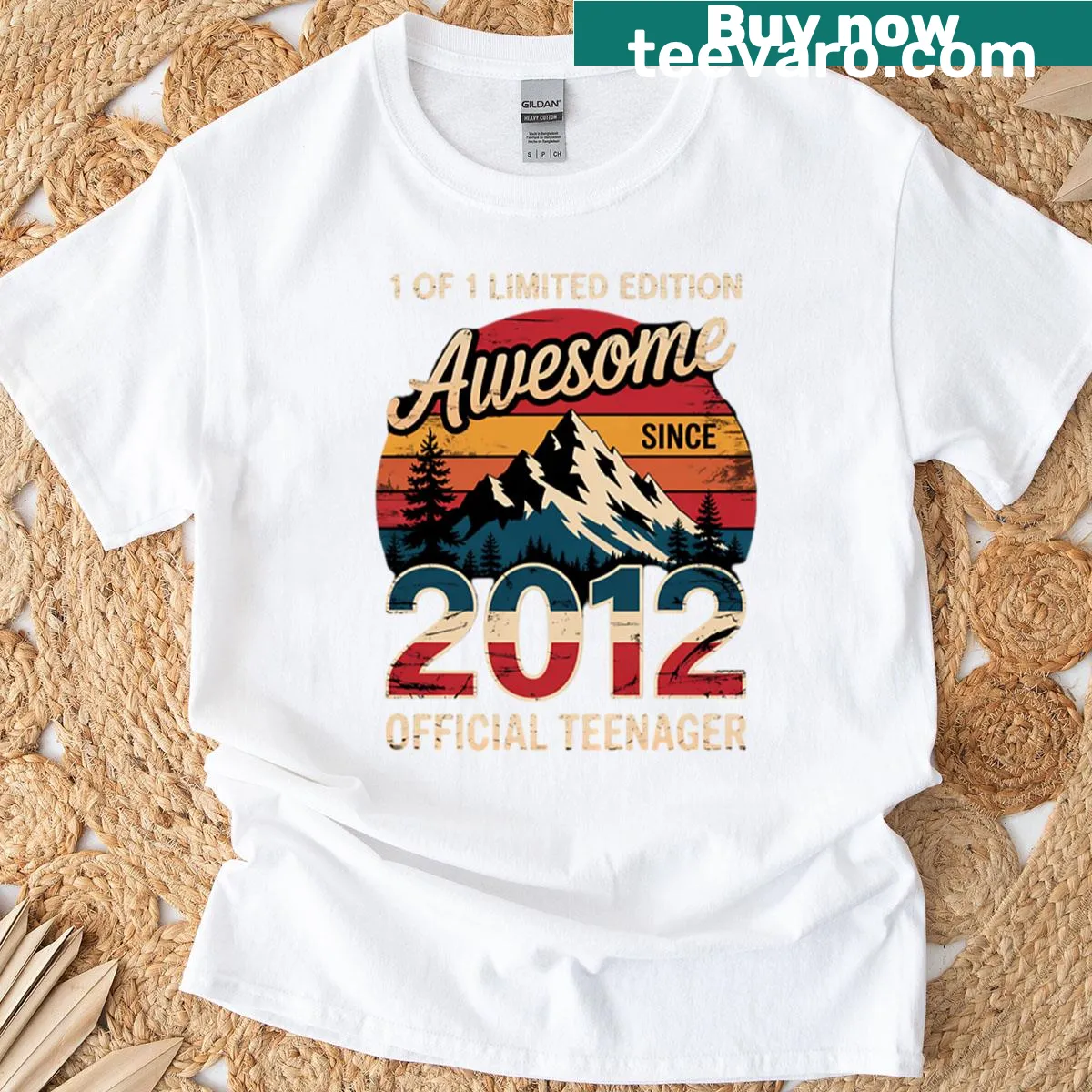 T-shirt celebrating 13th birthday with 'Official Teenager' text. — on a men's t-shirt