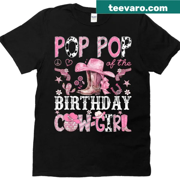 Birthday shirt featuring Cow-girl and disco themes with 'Pop Pop' text