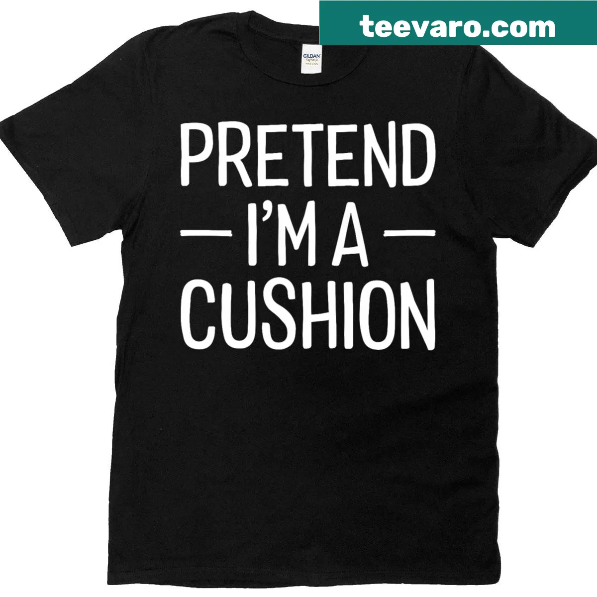 Cartoon cushion graphic with text for a Halloween costume — on a men's t-shirt