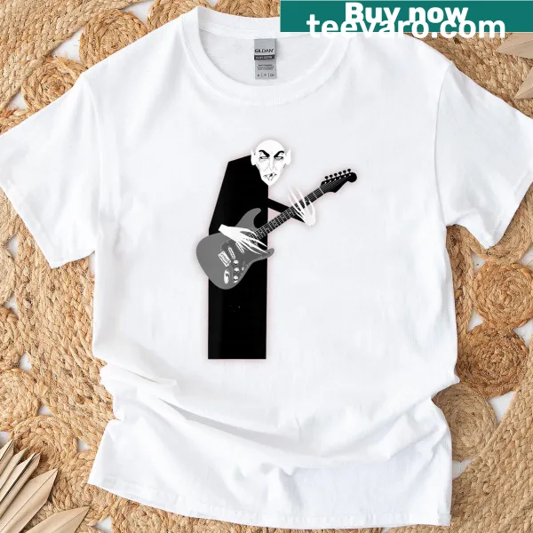 Illustration of the Orlock electric guitar on a T-shirt