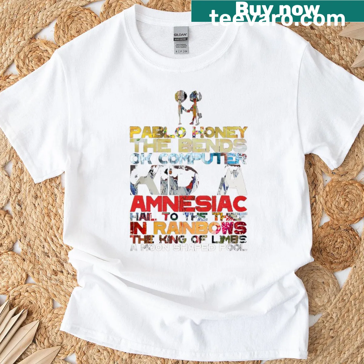 Vintage Radio Head t-shirt featuring a retro band graphic — on a men's t-shirt