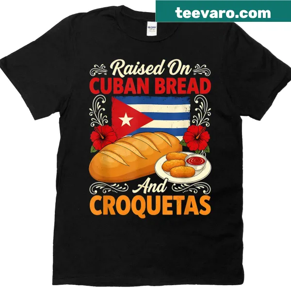 Funny food-themed shirt showcasing Cuban bread and croquetas