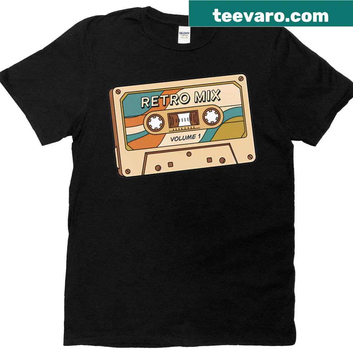 Vintage cassette design T-shirt inspired by retro mixtapes — on a men's t-shirt