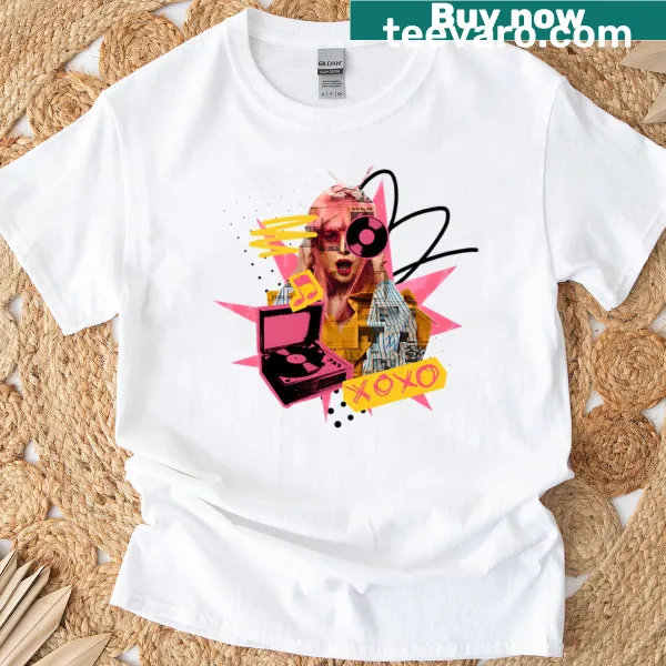 Vintage pop collage design on a t-shirt