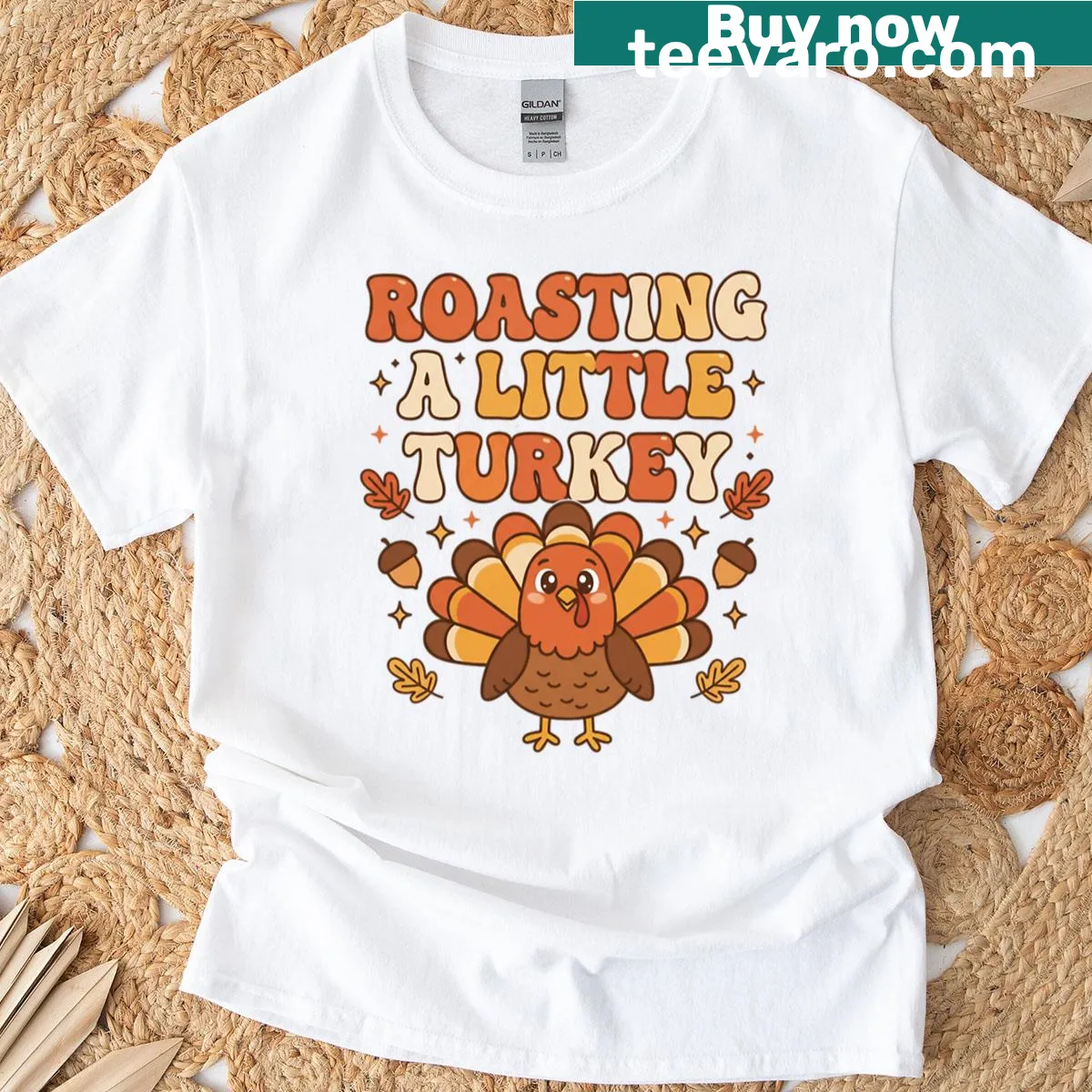 Funny cartoon turkey graphic T-shirt for Thanksgiving reveal — on a men's t-shirt
