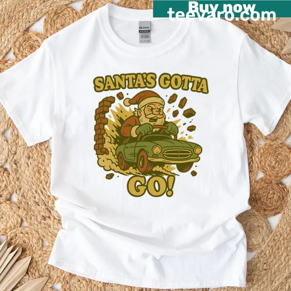 Santa funny muscle car crash t-shirt with humorous design