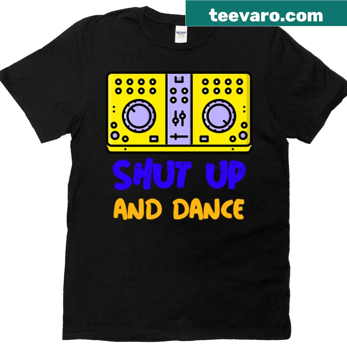 T-shirt with DJ mixer design for music lovers — on a men's t-shirt