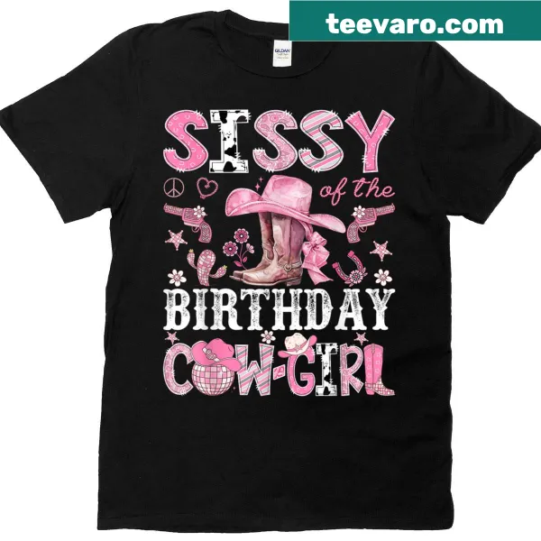 Cartoon graphic of a birthday cowgirl in a disco style