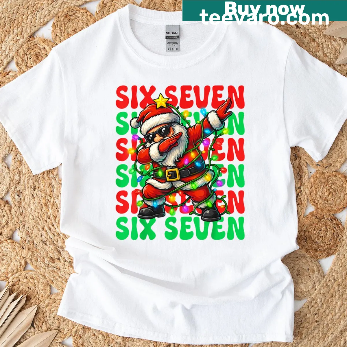 Dabbing Santa graphic on a vintage style pajama costume T-shirt — on a men's t-shirt