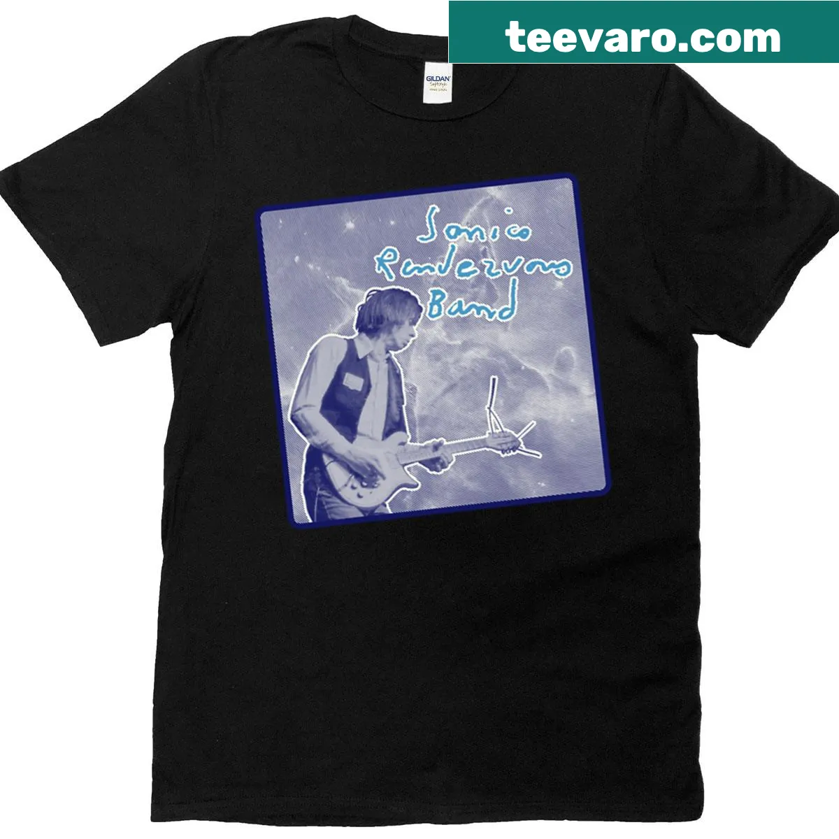 T-shirt featuring Sonic's Rendezvous Band logo for music fans — on a men's t-shirt