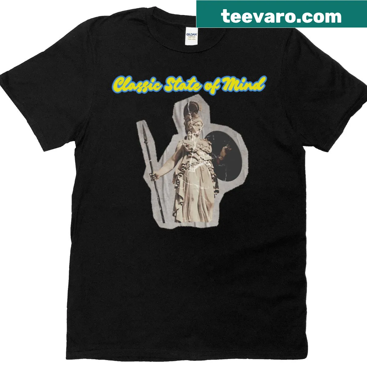 Graphic T-shirt featuring the Statue of Athene design — on a men's t-shirt