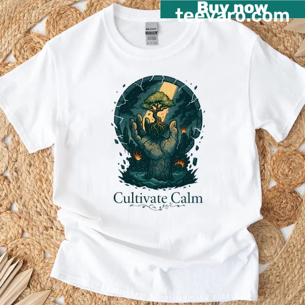 Bonsai tree in a stone hand illustration on a T-shirt