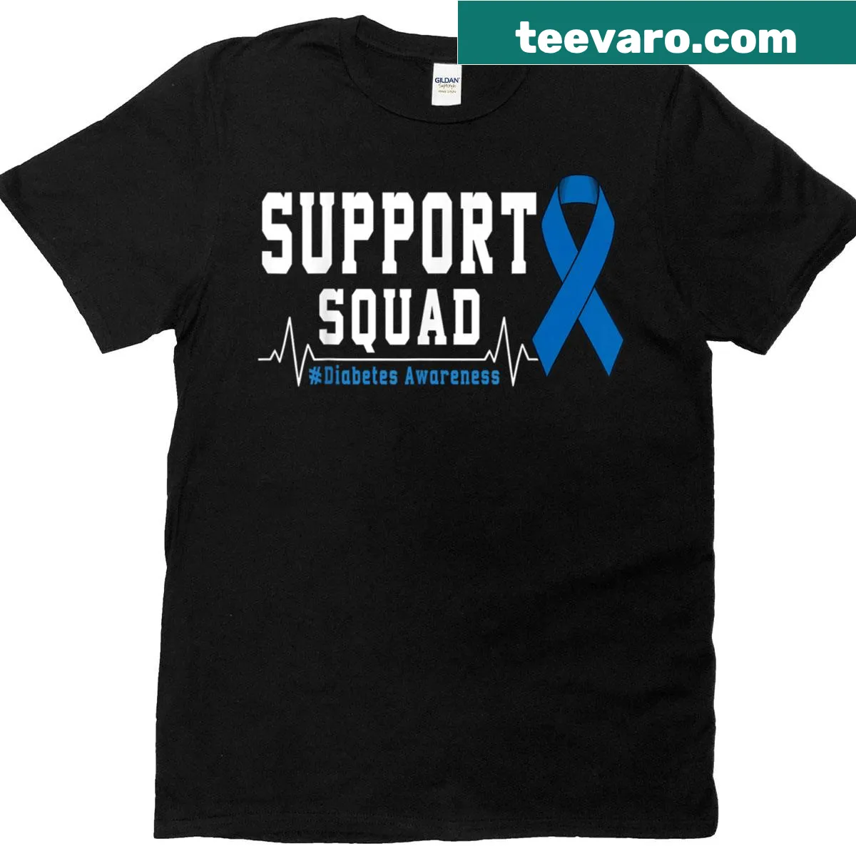 Diabetes awareness t-shirt with blue ribbon illustration — on a men's t-shirt