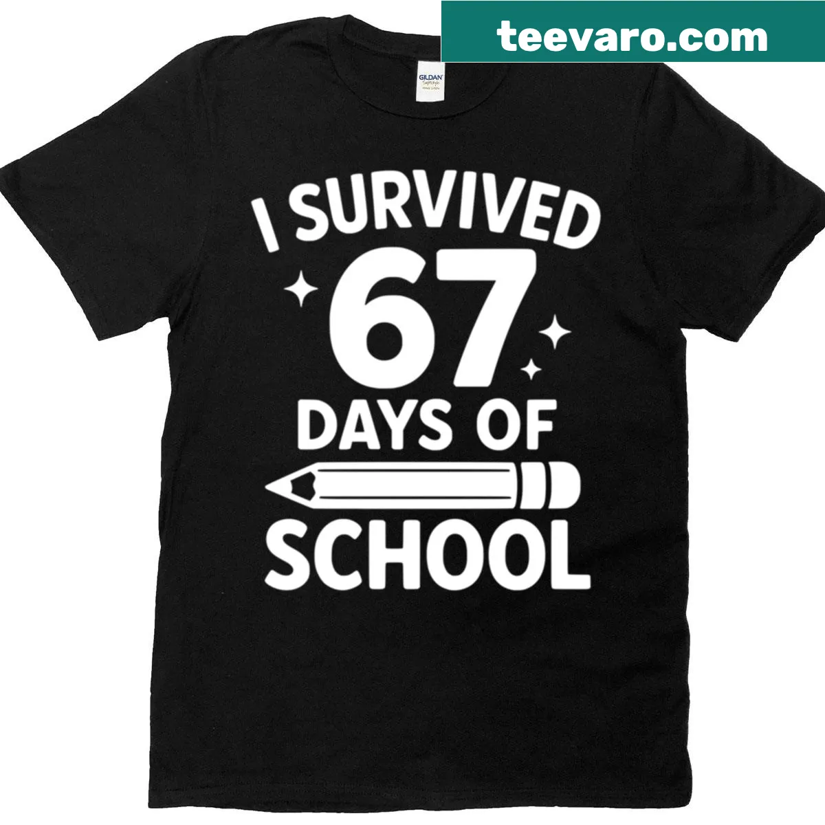 Funny T-shirt proclaiming Survived 67 Days in humorous typography — on a men's t-shirt
