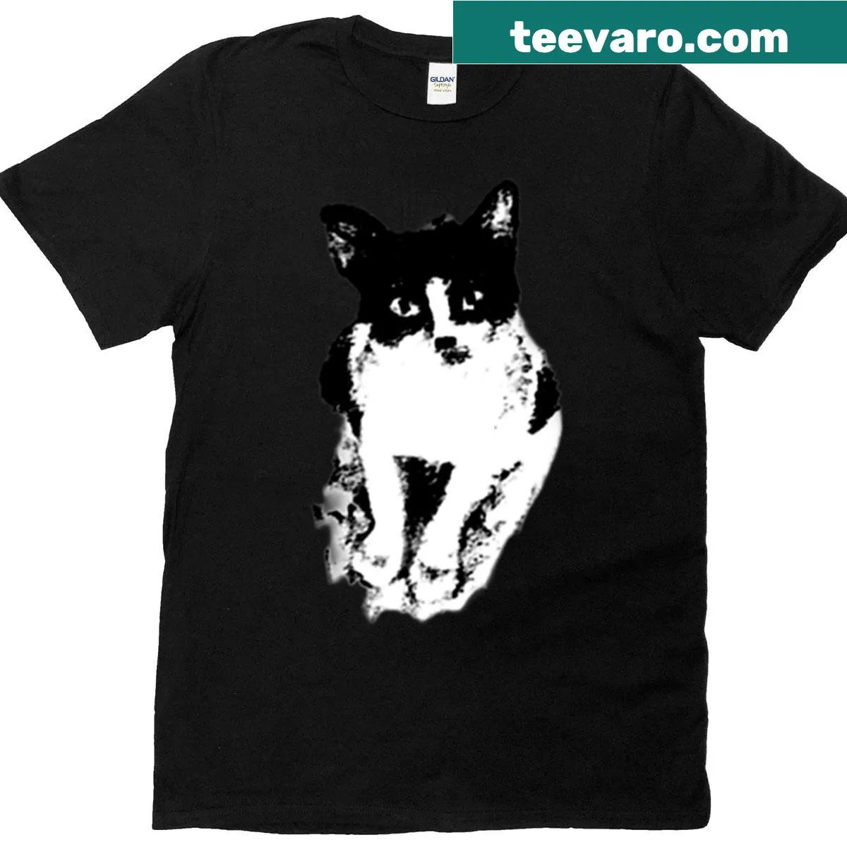 Cute cartoon graphic of a sweet cat on a T-shirt — on a men's t-shirt