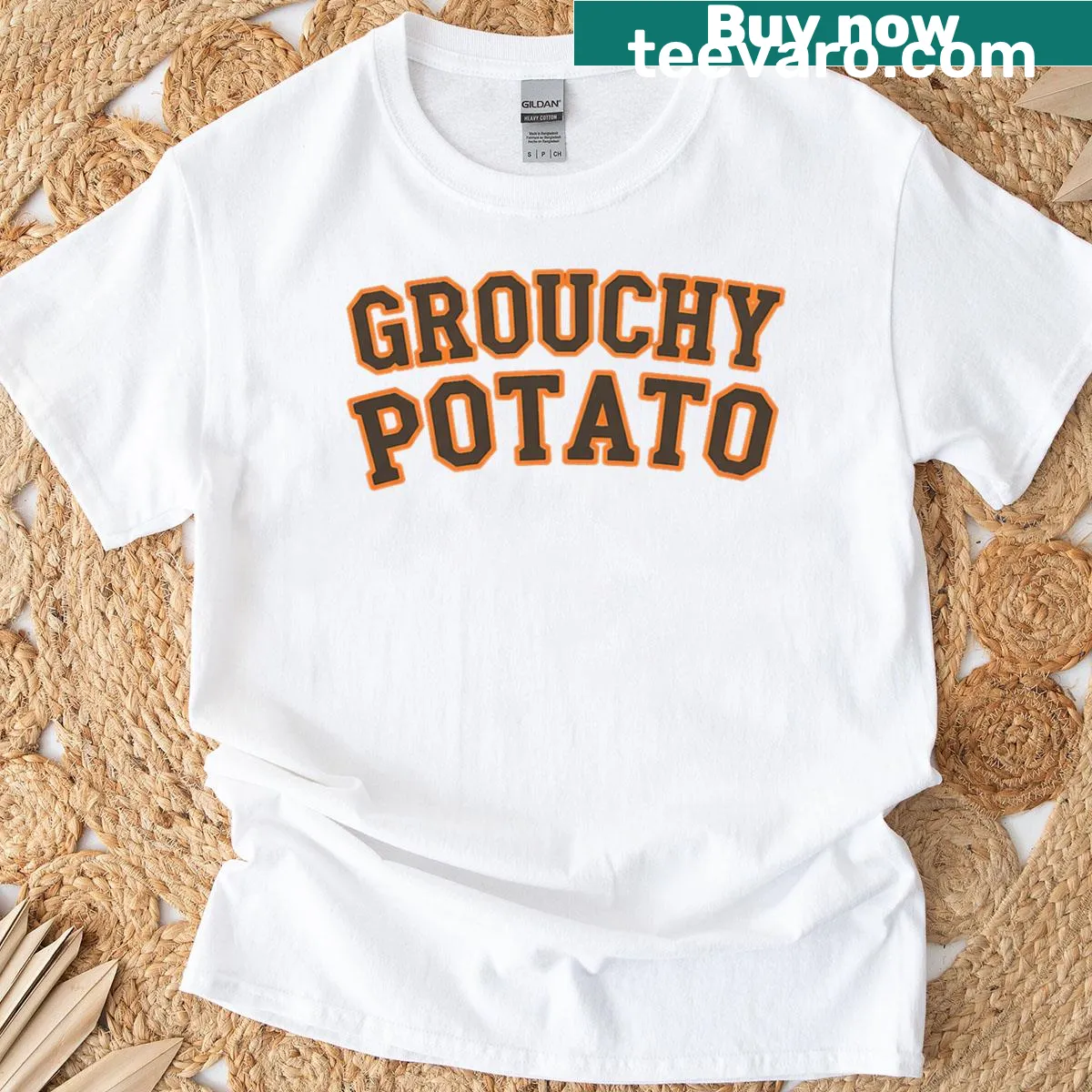 Illustrated sweet and grouchy potato couple t-shirts for Thanksgiving — on a men's t-shirt