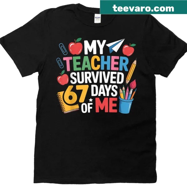 Playful teacher survival quote t-shirt design for educators.