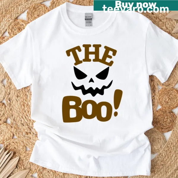 Playful ghost graphic with Boo text on T-shirt