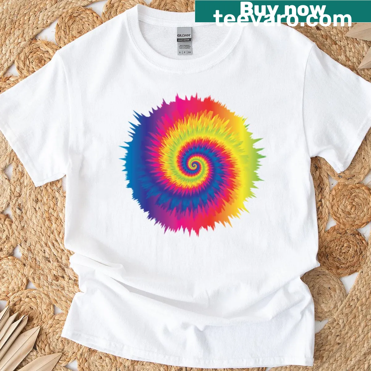 Abstract tie dye graphic design on T-shirt — on a men's t-shirt