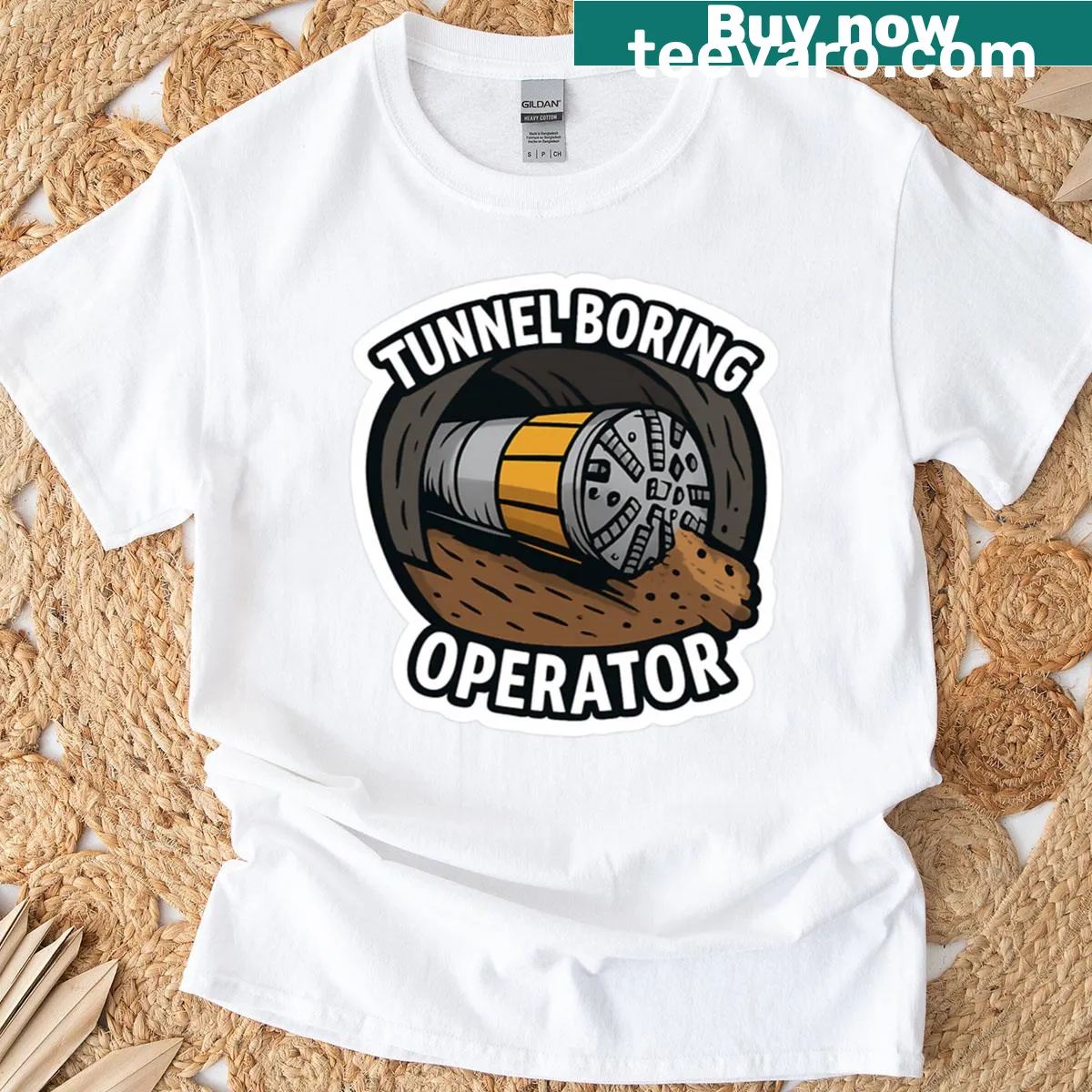 Proud T-shirt for tunnel boring machine operators with bold typography — on a men's t-shirt