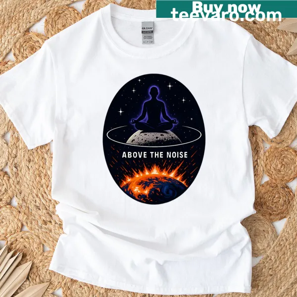 Philosopher silhouette with cosmic design on a softstyle tee.