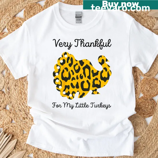 Illustration of cute turkeys on Thanksgiving T-shirt
